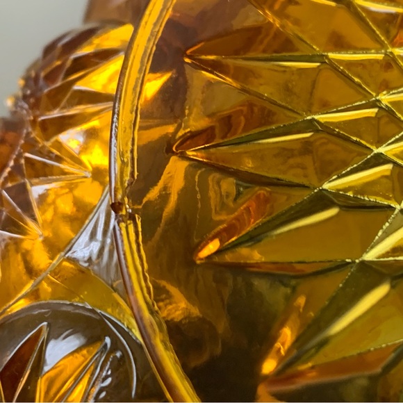 Vintage Kanawha Glass Amber Hob Star Pattern Bowl Candy Dish with Sticker - Picture 10 of 10